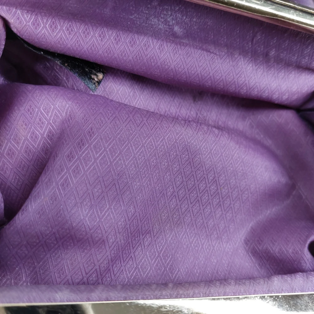 Vintage Purple Eel Skin Wallet Coin Jewelry Holder Travel with Mirror - Picture 6 of 10